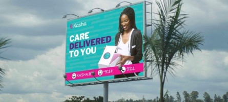 A picture of a billboard in Rwanda advertising Kasha products as “care delivered to you.”